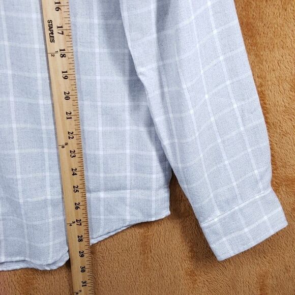 BLOOMINGDALES Shirt Mens Medium Gray Check Button Up Long Sleeve Flannel - Picture 6 of 7